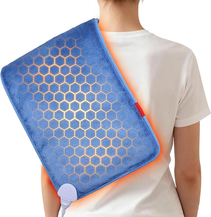 Far Infrared Heating Pad: 2X Graphene and Soft Plush for Back Pain - Extra Hot Electric Pad for Grandparents Max 158℉ - 12" x 24" 8 Heat Settings & 4H Auto Off Machine Washable