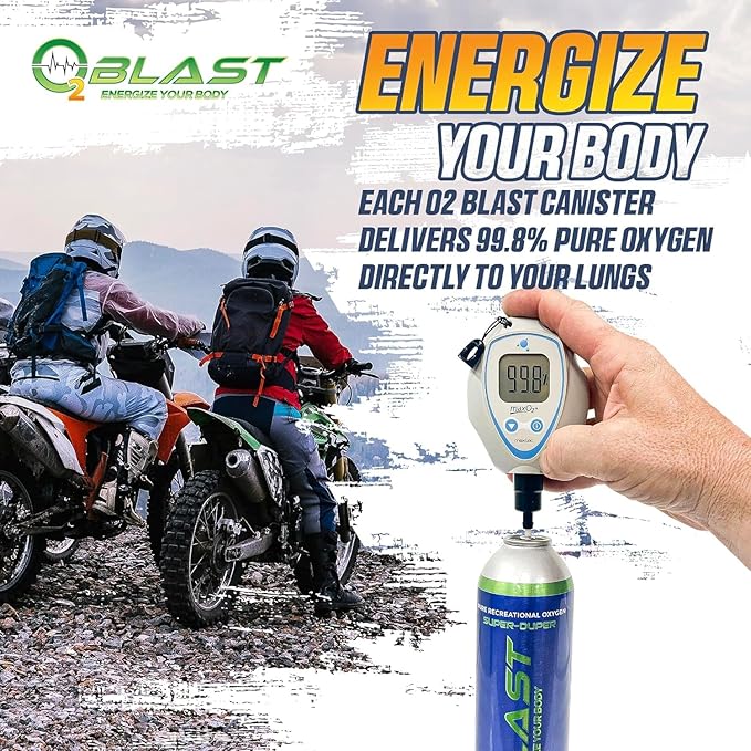 O2 Blast - Portable Oxygen Can, Filled with 99.99% Pure Oxygen with Sanitary flip top Cap for Sports, Travel, and High Altitude Use | On-the-Go Air Support for Hiking and Outdoors – 10L, 6-Pack