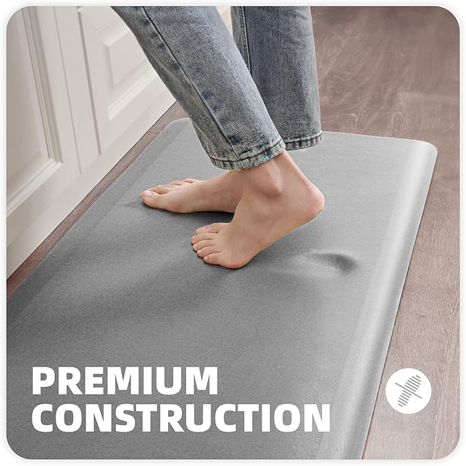 Color&Geometry Anti Fatigue Floor Comfort Mat 3/4 Inch Thick 17"x24" Perfect for Standing Desks, Kitchen Sink, Stove, Dishwasher, Countertop, Office or Garage, Light Grey