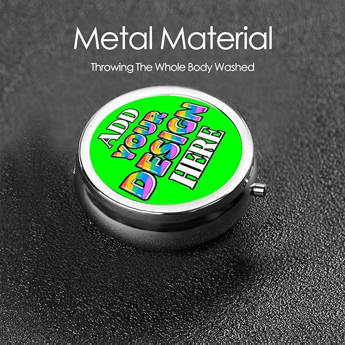 Custom Pill Box, Medicine Pill Organizer Case Container Travel Pill Holder Vitamin for Purse Med Wallet Portable Mini Pastillero Round, Lime, Customized Gifts