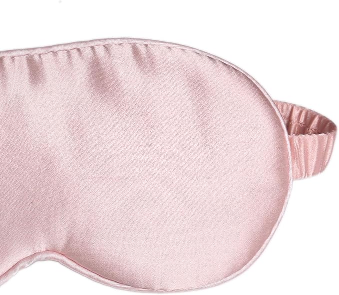 Mulberry Natural Silk Sleep Mask for Women & Men with Elastic Strap, Super Soft Sleeping Eye Mask, Size M, (Pink)