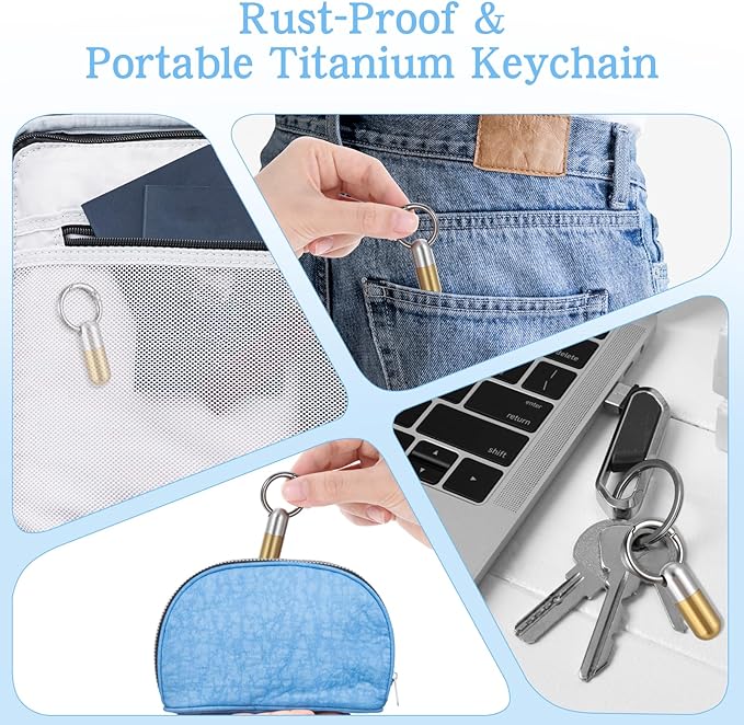 Small Pill Case Keychain Tiny Portable Carabiner Clip Pill Holder Bottle Micro Waterproof Metal Pill Container Mini Emergency Medicine Organizer (Gold and Silver)