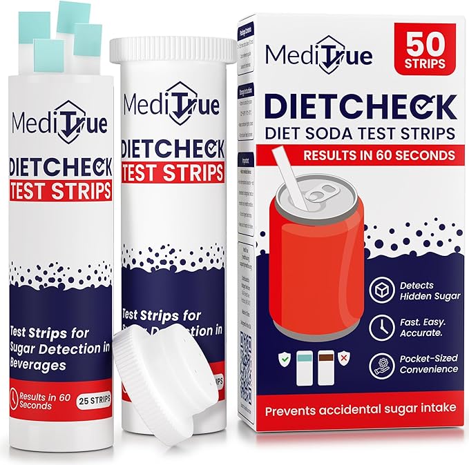 DietCheck – 50 Diet Soda Test Strips to Detect Non-Diet Soft Drinks – A Must-Have for Diabetics, Keto & Sugar-Free Diets – 50 Strips – Verify Your Diet Drink in Seconds
