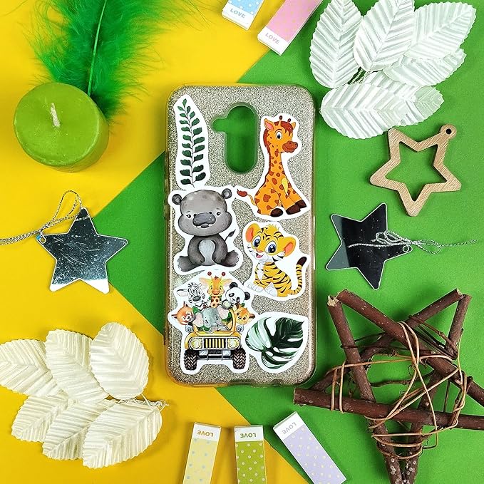 BulbaCraft 100Pcs Safari Animal Stickers, Jungle Stickers, Safari Party suppliess, Jungle Birthday Party Decorations, Gifts for Women & Men