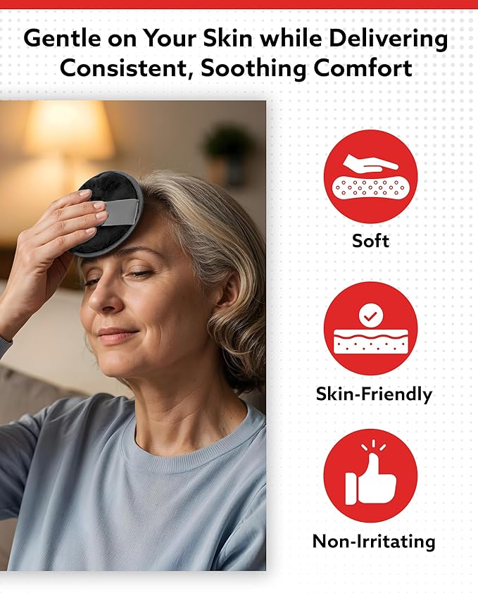 Alpi Circle Plush Gel Ice Packs Reusable & Microwavable – 4”x4” Small Ice Packs for Kids & Adults – Hot or Cold Eye Mask with Beads - Plush Comfort for Muscle Aches & Minor Discomfort – Black