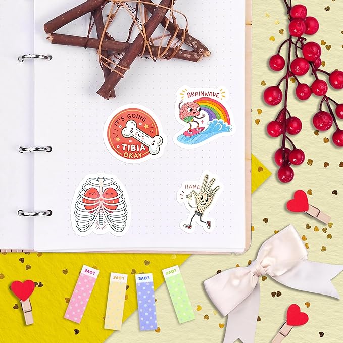 100Pcs Anatomy Stickers - Medical Doctor Physiology Stickers for Laptop, Water Bottle - Sonography Radiology Healthcare Nurse Bone Decals