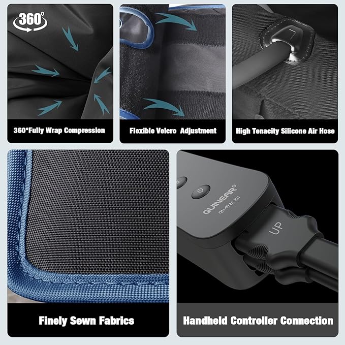 QUINEAR Leg Massager for Circulation and Pain Relief, Full Leg Compression Massager with Heat 2 Extender 3Heat 3Mode 3Intensity Sequential Compression Boots for Cramps Edema Swelling,FSA-HSA Eligible