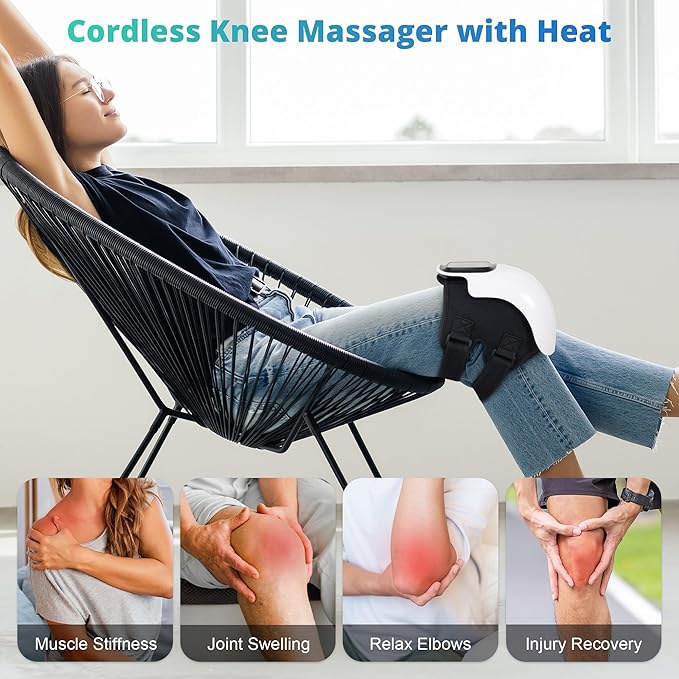 Medcursor Knee Massager with Heat, Knee Massage with 3 Heating Levels & 3 Vibration Modes, Heated Knee Massager with Large LED Screen