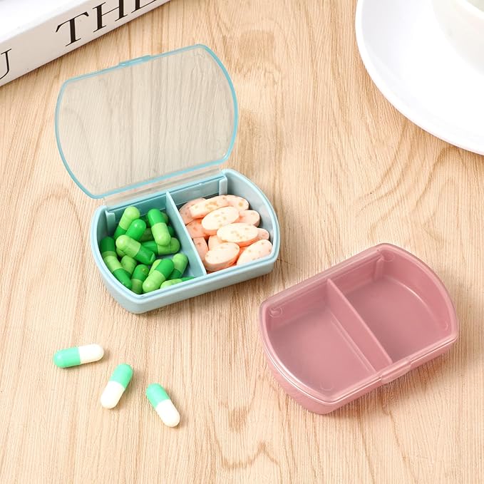 Sibba Pill Organizer Box Case 2 PCS Waterproof Travel Medicines Container Purse Essentials Small Cute Fish Oil Holder Supplements Mini Pillbox Dispenser Reminder Portable Pocket Pouch Accessories