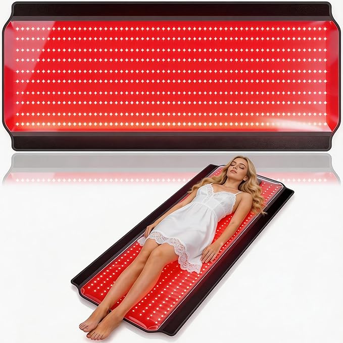 Full Body Red Light Therapy Mat, 59.1"*25.6" Whole Red Light Therapy Pad for Body with 660nm & 850nm, 600 LEDs redlight Blanket with Adjustable Timer & Intensity, Gifts for Women, Men, and Pets