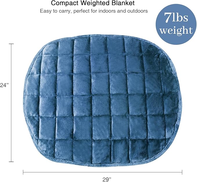 Alomidds Weighted Blanket 7lbs for Adults, Cozy Breathable Weighted Lap Blanket, Small Weighted Blanket Travel, Weighted Lap Pad for Sofa, Couch, Bluish Gray, 29" x 24"
