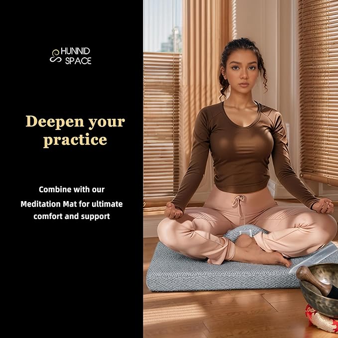 Meditation Zafu Cushion Set with Buckwheat Hulls & Memory Foam - Ergonomic Support for Yoga & Sitting - Removable Machine-Washable Luxury Velvet Cover - for Adults and Kids (Premium Grey)