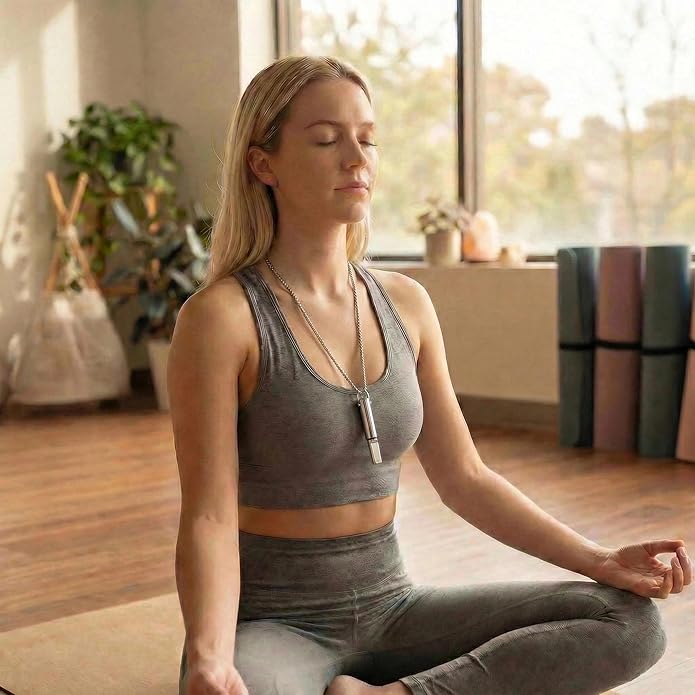 Breathing Necklace for Anxiety and Habit Management with Scented Refill Pods - Portable Mindfulness and Focus Tool for Adults