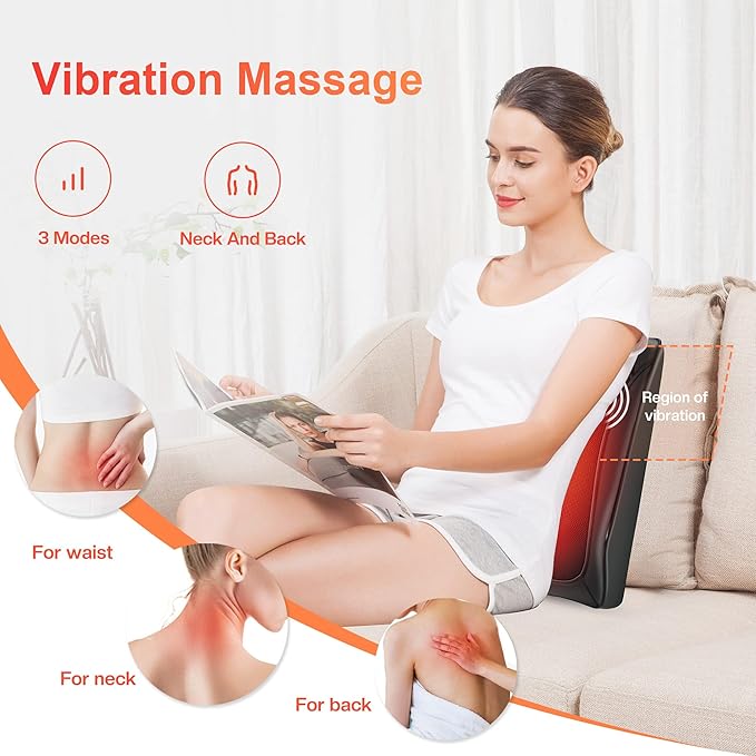 COMFIER Valentine’s Day Gifts for Her Him,Back Massager with Heat, Shiatsu Neck and Back Massager with Heat for Back Pain, Soothing Heating & 3D Kneading Massage Pillow