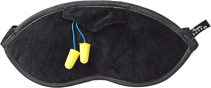Bucky Eden Collection Lightweight Eye Shade Mask with Reusable Ear Plugs, Black