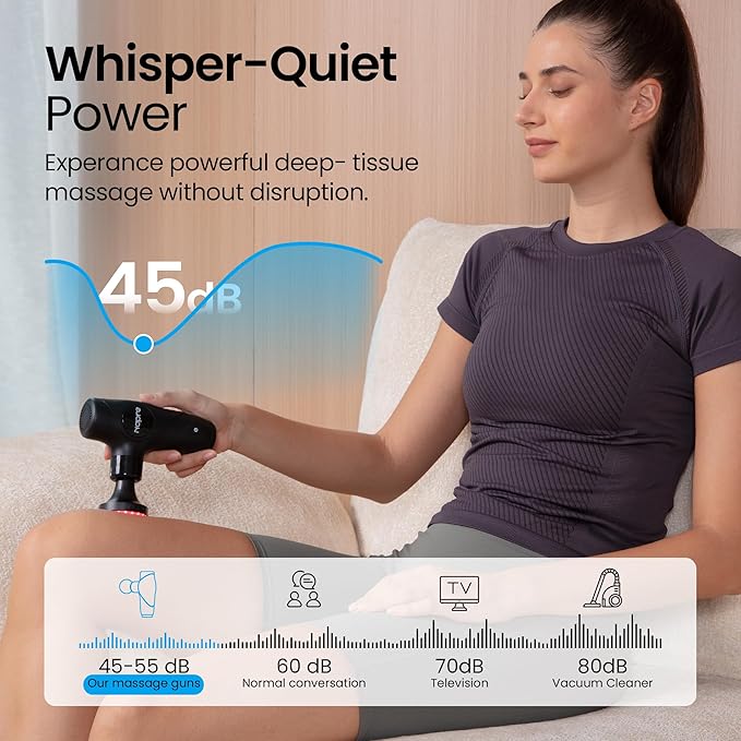 NAPRE 3-in-1 Detachable Massage Gun with Heat,Mini Massage Gun Deep Tissue with Extension Handle,Portable Handheld Percussion Muscle Massager for Back/Neck/Body,Small & Quiet,5 Heads