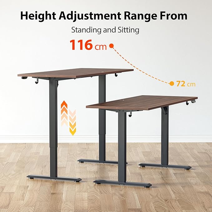 Agilestic Electric Standing Desk, 60 x 24 Inches Height Adjustable Desk, Sit Stand up for Work Office Home, Ergonomic Rising Computer Table with Memory Preset, Dark Walnut