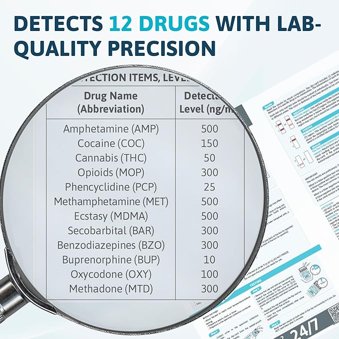 Exploro 12 Panel Urine Drug Test, Drug Test Kit for Multidrug Screen, Accurate 12 Panel Drug Test Urine for 12 Types of Drugs, Easy at Home Drug Tests, DOT Compliant, Peace of mind results (Pack of 2)