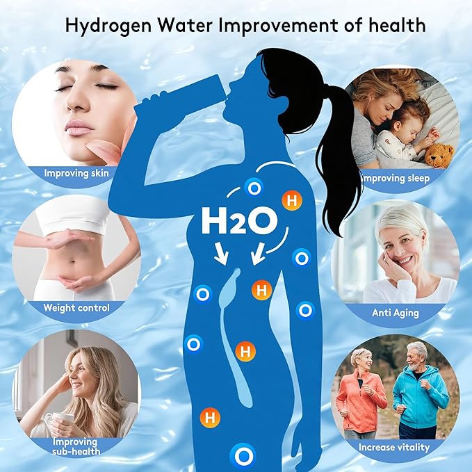 2026 New Hydrogen Water Bottle, 2800PPB in 3Min, SPE PEM Tech, Portable 16OZ, Rechargeable Hydrogen Water Bottle for Travel, Home, Office – Gift for Family & Friends (Black)