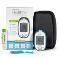 HealthPro Blood Glucose Monitor System Kit by Easy Touch - Complete Diabetes Testing Starter Set with Glucose Meter, Lancing Device, 10 Twist Lancets, Carrying Case, Logbook, Quick Guide & Batteries