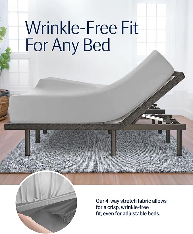 REST® Evercool®+ Fitted Sheet, Queen Size, Light Gray, 15" Deep (up to 18’’), Breathable Bedding for Hot Sleeper and Night Sweats, Bed Sheet with Ionic+ Self-Cleaning Silver Yarn for Sensitive Skin