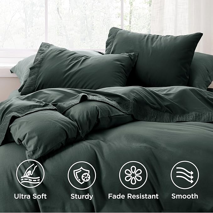 Bedsure Full Size Bed Sheets - 4 Pieces Soft Full Sheet Set - Breathable & Cooling - Hotel Luxury - Easy Care Polyester Microfiber Bedding for Women, Men, Forest Green
