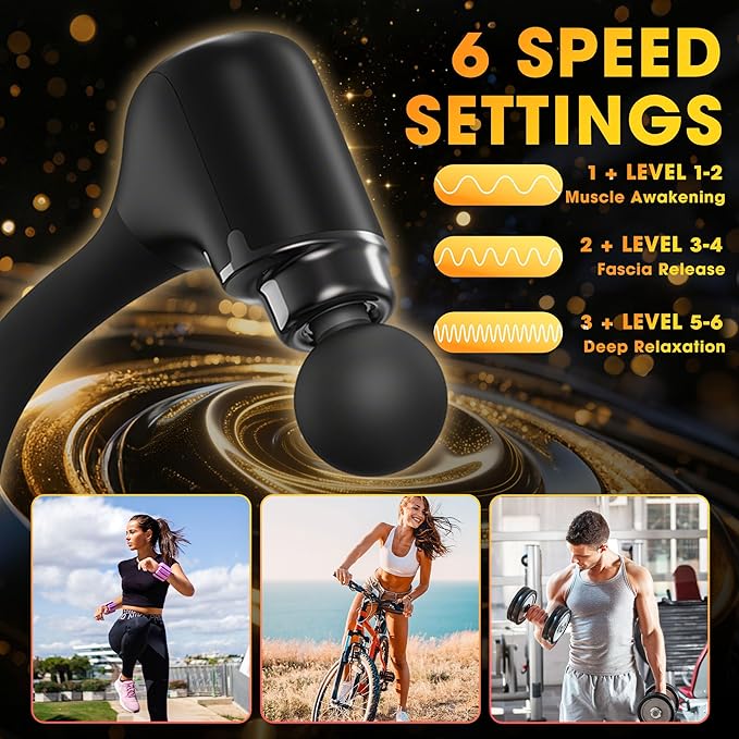 Massage Gun with Upgraded Extension Handle, Back Massager for Pain Relief, Massage Gun Deep Tissue with 4 Massage Heads, Handheld Massager for Neck Shoulders Waist Arm Legs, Black
