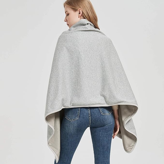 Radia Smart EMF Poncho Blanket, 5G, Wearable Faraday Blanket, RF Shielding, WiFi Blocker, EMF Clothing 28" x 72", Black/Grey