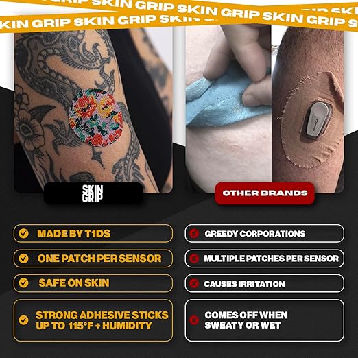 Skin Grip Freestyle Libre 3 & Instinct Sensor Covers-Waterproof & Sweatproof Adhesive Patches for 10-15 Days (Not for Libre2), Pre-Cut Continuous Glucose Monitor Diabetic Sensors Cover-10 Pack,Floral