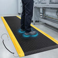 1 Pcs 3'x12' Anti Fatigue Mat Industrial, ESD Conductive Pad with Ground Wire, Heavy Duty Ergonomic Standing Floor Mat for Commercial Work, Shop Stand, Thick 3/4" Black with Yellow Border
