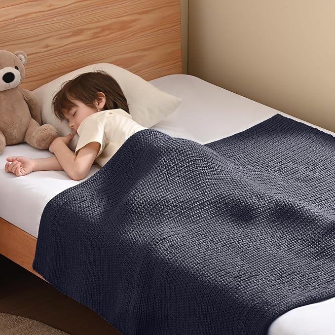 Guohaoi Knitted Weighted Blanket Kids (Dark Grey 36"x48" 3lbs) No Beads Cooling Heavy Blanket, Home Decor Breathable Chunky Knit Throw Blanket for All-Season Use