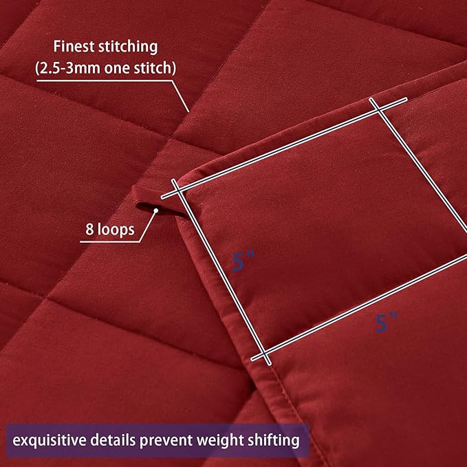 yescool Weighted Blanket for Adults (15 lbs, 48" x 72", Red) Cooling Heavy Blanket for Sleeping Perfect for 140-160 lbs, Twin Size Breathable Blanket with Premium Glass Bead, Machine Washable