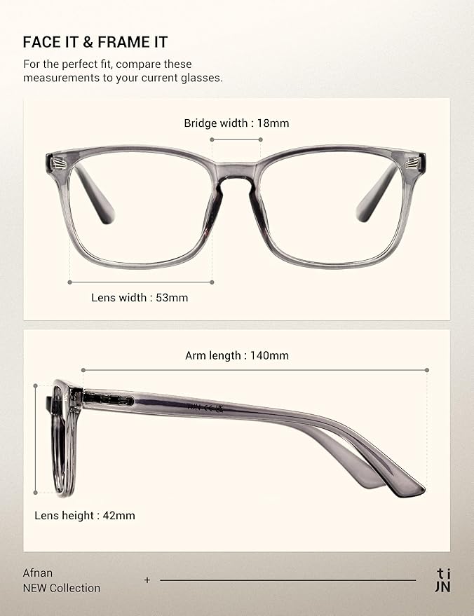 TIJN Blue Light Blocking Glasses for Women Men Clear Frame Square Nerd Eyeglasses Anti Blue Ray Computer Screen Glasses