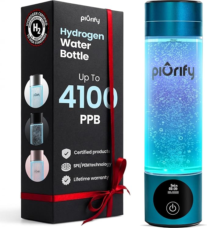 Hydrogen Water Bottle Generator - Up to 4100+ PPB Molecular Hydrogen Infusion - SPE/PEM Technology - Certified H2 Generator - Rechargeable - Extended Warranty - 10 oz (Turquoise)