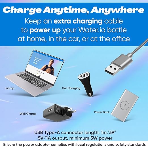 Magnetic USB Charger Cable - Magnetic USB Type A Charging Cable for Fast, Secure, Portable Charging for Your Smart Water Bottle