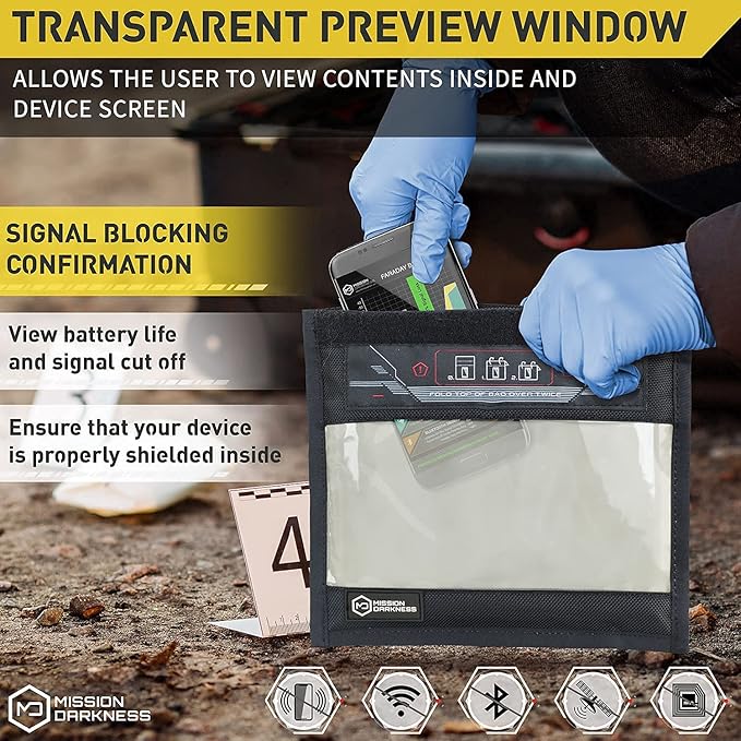 Mission Darkness Window Faraday Bag for Phones // Device Shielding for Law Enforcement, Military, Executive Privacy, Travel & Data Security, Anti-Hacking & Anti-Tracking Assurance