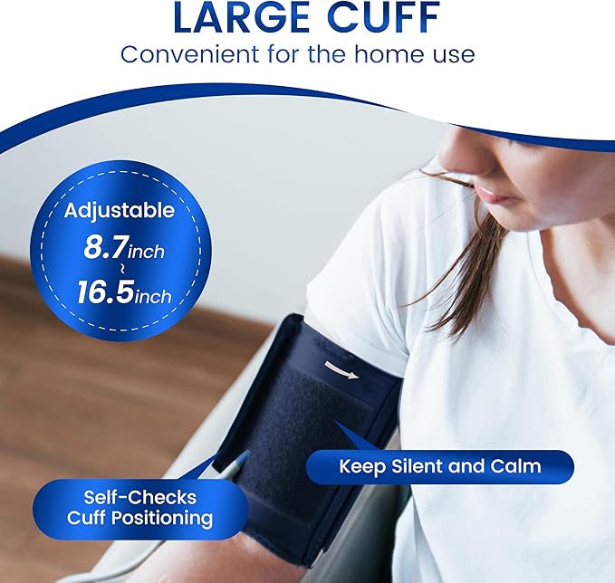 VivaGuard Blood Pressure Monitor for Home Use, Upper Arm Blood Pressure Cuff (8.7" - 16.5"), Automatic Digital BP Machine with Large LCD Backlit Display, 2 x 199 Memory, Carrying Case and Power Supply