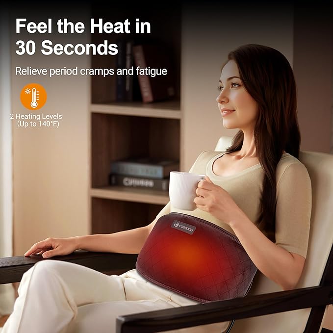 Back Massager with Heat, Lower Back Heating Pad for Pain Relief, CooCoCo Heated Waist Belt with Auto-Off, Heat Pad for Women Men Mom Dad (Corded)