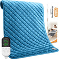 King Size Heating Pad for Back Pain 32"x24" Extra Large Electric Heating Pad for Period Cramps Relief & Body Neck Shoulder Auto Shut Off Heat Pad Temperature Settings Machine Washable Blue