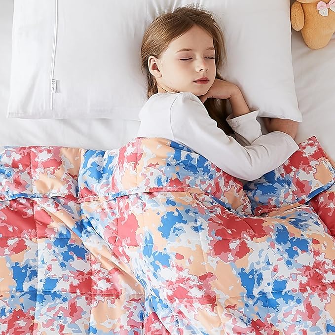 L'AGRATY Weighted Blanket - 40"x60" 10lbs Breathable Microfiber Material with Glass Beads Small Blanket for All-Season Summer Fall Winter Soft