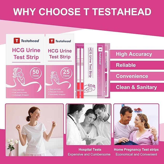 Pregnancy Test Strips, 50 Count, High Sensitivity Home Tests for Early Detection
