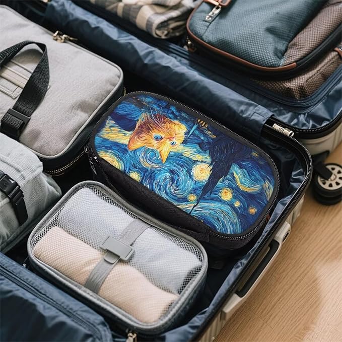 Starry Night Cat Diabetic Supplies Bag Carrying Case Organizer for Diabetes Testing Kit, Blood Glucose Monitor Kit, Meter, Test Strips, Lancets, Insulin Cooler Travel Case Daily Life