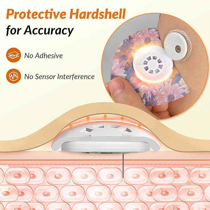 Libre 3 & Plus Sensor Covers Waterproof, Amolyfe 10 Pack Freestyle Libre 3 Sensor Covers, Bump-Proof with Hard Cap for Free Style Glucose Sensor, Easy-Peel Tab 14-Day Protection (Tropical Flower)