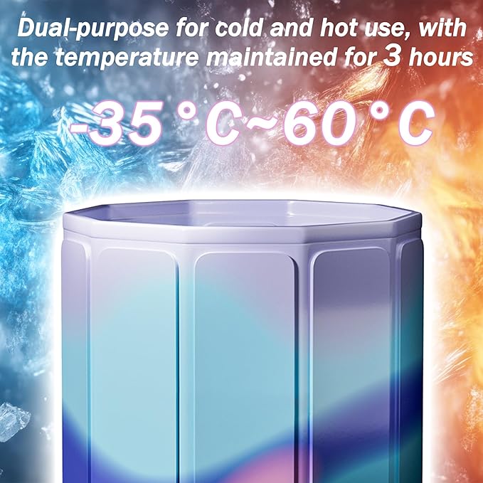 YYW 31.5in Large Capacity Hot & Cold Therapy Tub - Portable Foldable Soaking Bathtub with Thick Insulation for Home Shower/Outdoor Use, Quick Muscle Recovery, No Setup (Aurora violet)