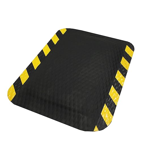Hog Heaven Industrial-Grade Anti-Fatigue Mat | OSHA Yellow Border | Welding Safe, Slip Resistant, Grease/Oil Proof, Ergonomic 5/8-inch Mat (Black, 2' x 3')