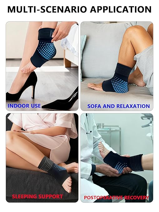 Ankle Ice Pack Wrap for Swelling & Sprains, Reusable Gel Cold Therapy Foot Compress for Achilles Tendonitis, Plantar Fasciitis, Post-Surgery Recovery - Flexible Ergonomic Fit