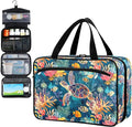 Fustylead Hand Draw Sea Turtle and Fish Coral Pill Organizer Bag Large Medicine Travel Carrying Case with Zipper for Vitamin Supplements Fish Oil, Empty First Aid Kit for Hiking Camping