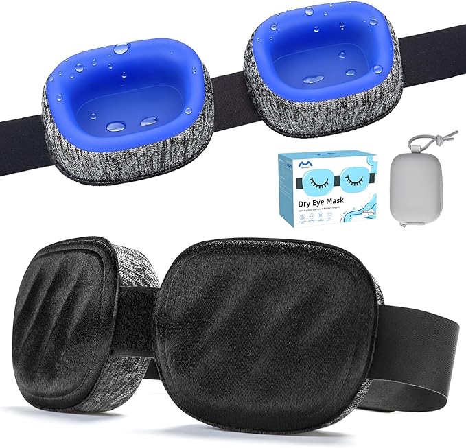 Eye Mask for Dry Eyes – 100% Blackout Dry Eye Mask, Moisture Goggles & Sleeping Mask for Men – Adjustable, Removable Silicone, Soft for Travel & Shift Work