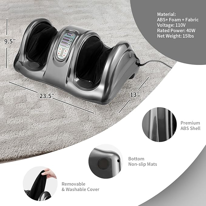 Giantex Shiatsu Foot Massager Machine for Feet, Nerve Pain Therapy Spa Gift Deep Kneading Rolling Massage for Leg Calf Ankle, Electric Shiatsu Foot Massager w/Remote, 4 Modes, Gray