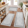Pauwer Anti Fatigue Kitchen Floor Mats Set of 3, PVC Foam Padded Kitchen Rugs, Non Slip Cushioned Comfort Standing Mat, Waterproof Sink Rug for Small Kitchen Area, Laundry Room, Light Grey